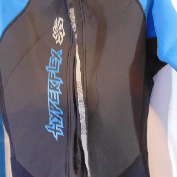 Hyperflex JUNIOR Size Access Full Body 3/2mm Back Zip Wetsuit, Black / Blue 14 - Picture 3 of 13